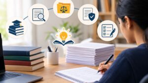 CA Final revision course with a student practising case-based questions,