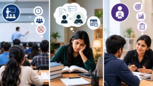 CA students comparing coaching, self-study, and mentorship, highlighting practice, feedback, and accountability challenges.