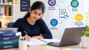 CA Inter Audit Fast Track preparation with a student revising audit concepts
