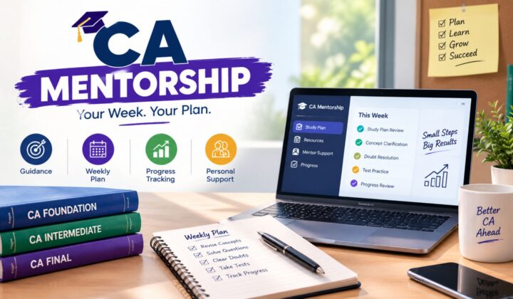 CA mentorship workspace with a weekly study plan, progress tracking, guidance, and CA study materials.
