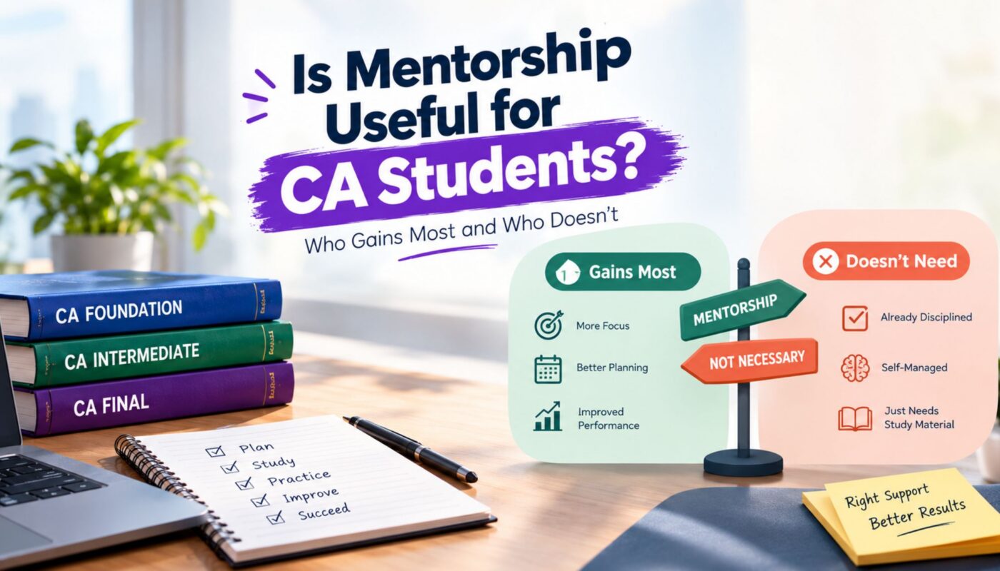 Is mentorship useful for CA students visual showing CA Foundation, Intermediate and Final study materials